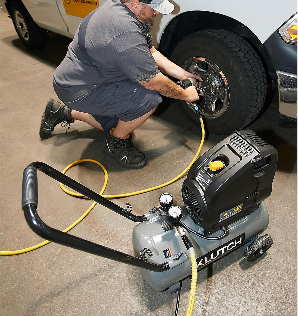 Klutch 8-Gal. Hot Dog Air Compressor, 2 HP Motor, 120 Volts, 150 PSI