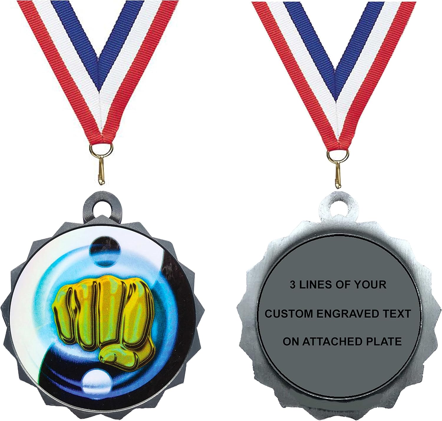 Express Medals Various Styles 1 to 50 Pack of Engraved Silver Martial Arts Medals Trophy Award with Neck Ribbon Medal Trophies Gift Prize Karate