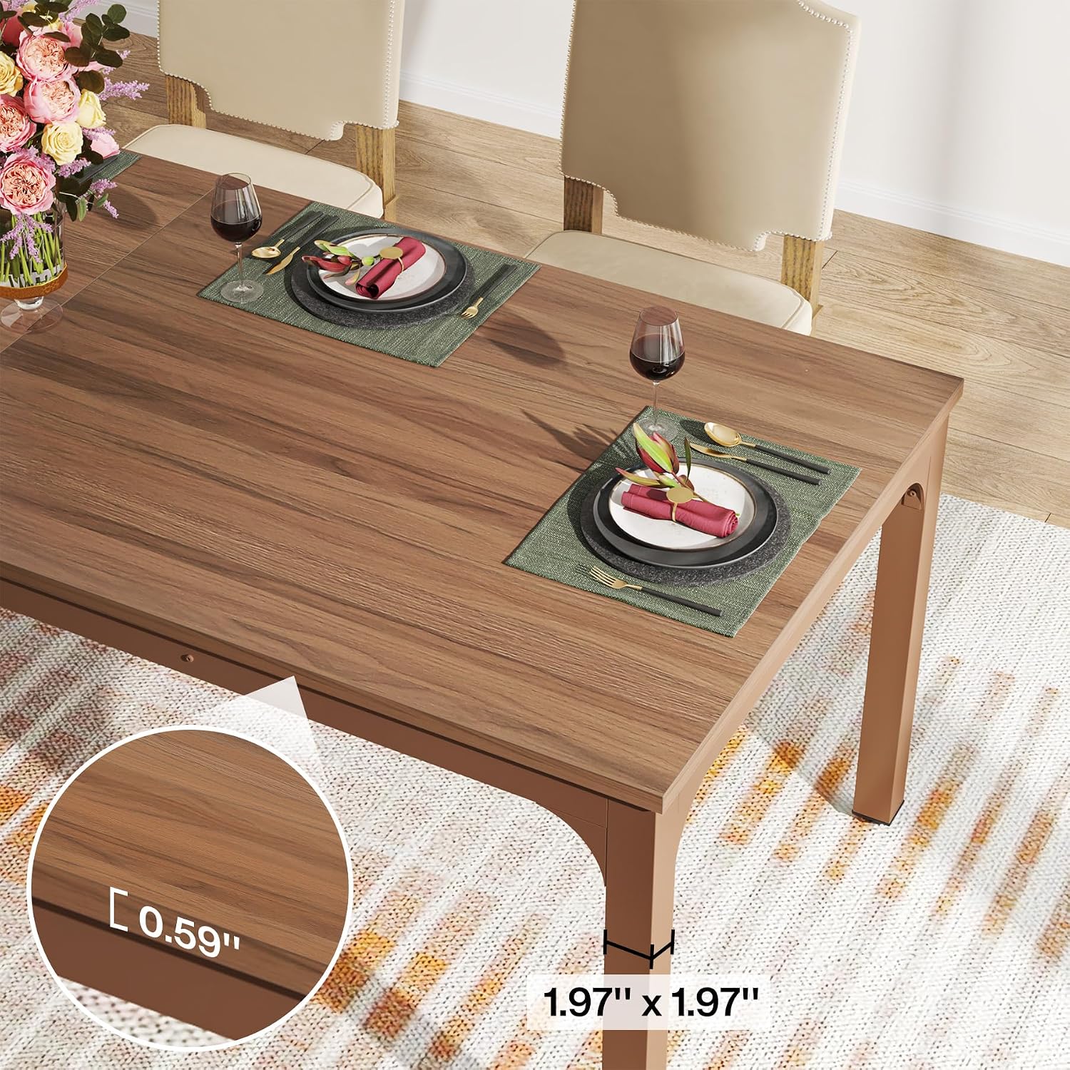 Tribesigns Dining Table for 6-8 Person, 78 inch Long Rectangular Kitchen Dining Table for Living Room and Dining Room, 78.7 x 27.5 x 29.5 Inches(Only Table) (Brown)