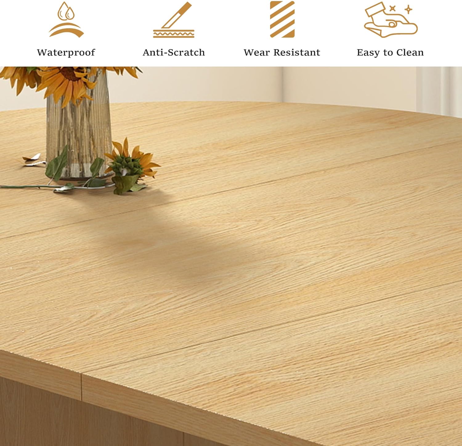 41 in-78 in Extendable Dining Room Table for 4-8, Round Expandable Kitchen Table with Fluted Base, Modern Farmhouse Oval Dinner Tables for Dining Room Kitchen Living Room (Natural)