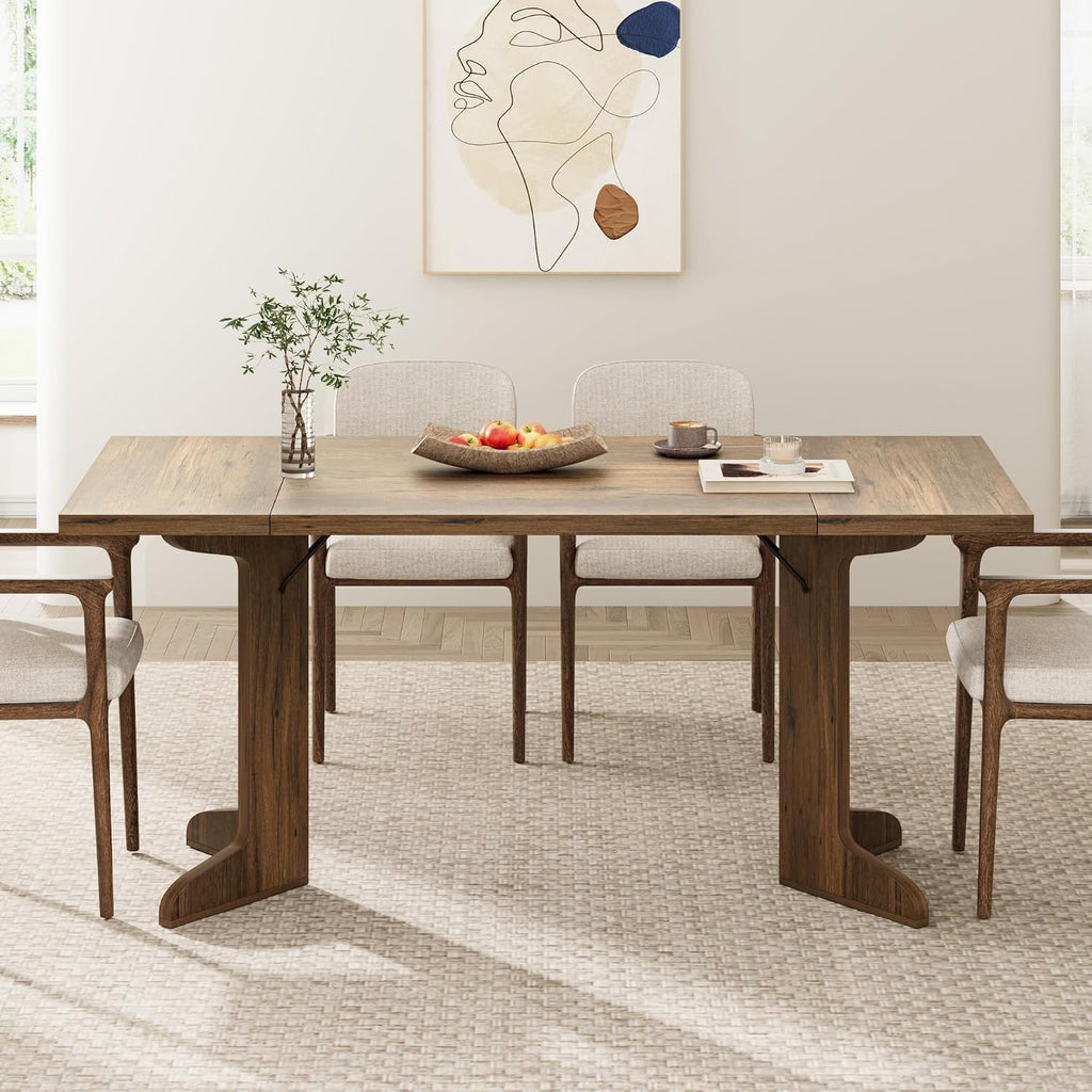Garvee 71' Large Dining Table for 6 to 8 People, Modern Dinner Table with Unique Wooden Legs, Rectangle Dining Table for Kitchen, Dining Room & Living Room, Walnut