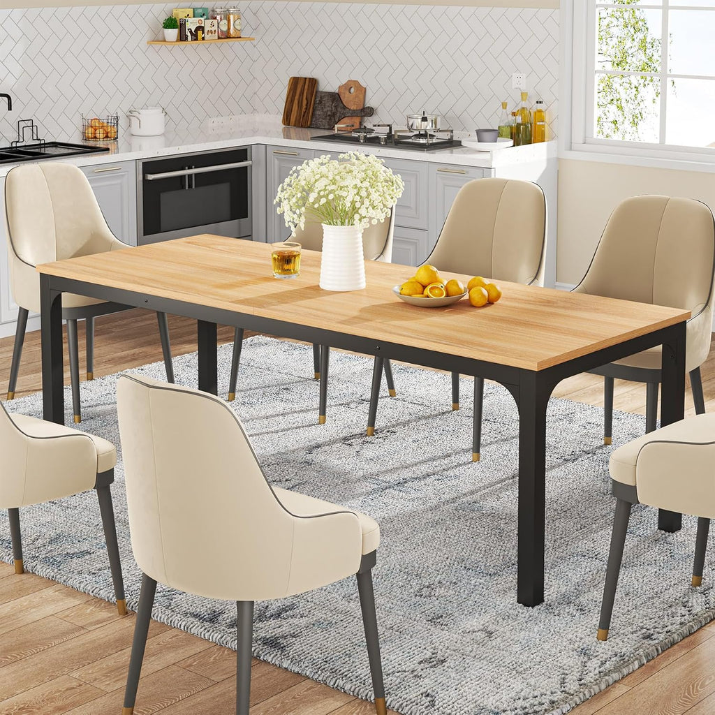 Tribesigns Dining Table for 8, 78-Inch Large Narrow Long Rectangular Kitchen Dinner Table, 8 Seat Rustic Wood Dining Table for Dining Room