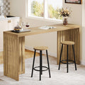 Tribesigns Bar Table, 63-Inch Counter Height Pub Table, Industrial Bar Height Table, Rectangular High Top Kitchen & Dining Counter Tables with Louvered Base for Narrow Space, Natural