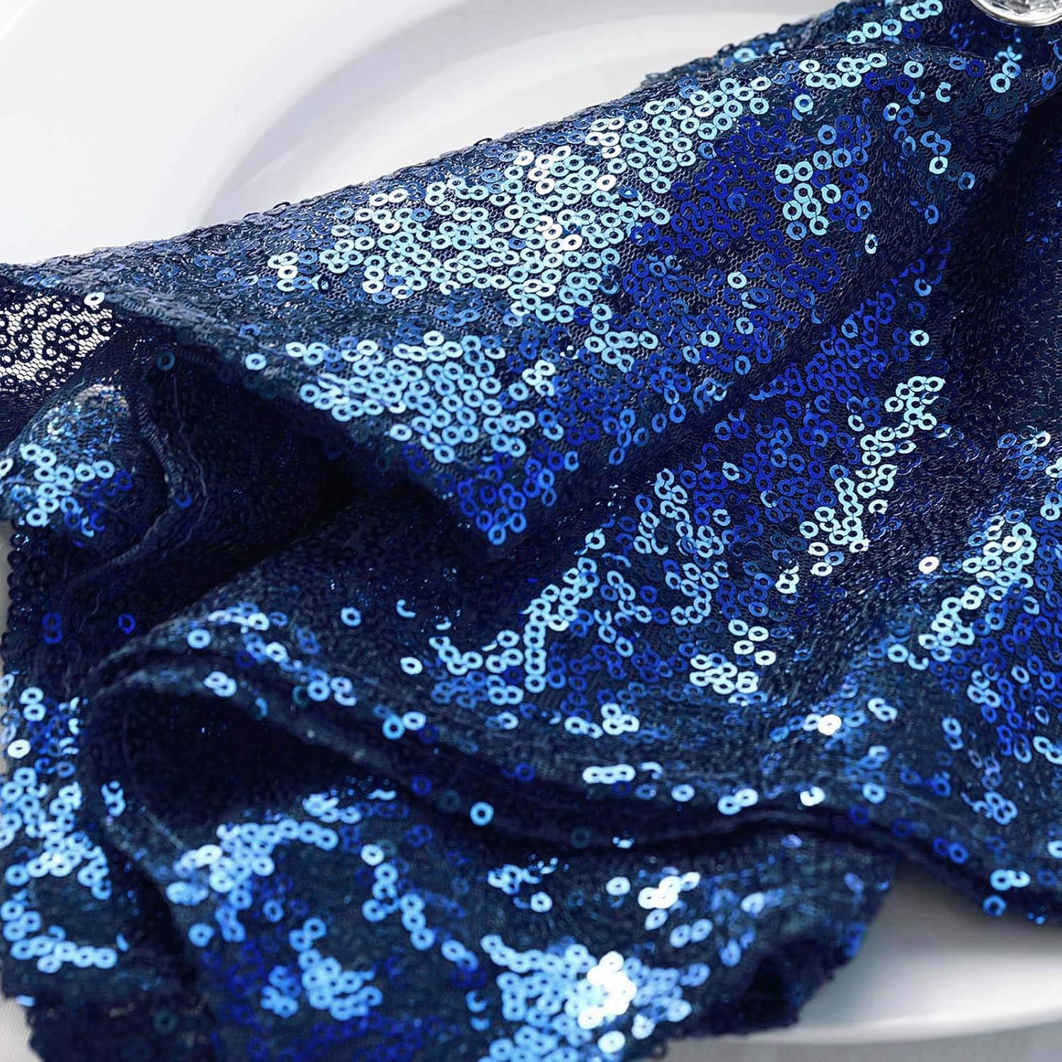50 pcs 20-Inch Navy Blue Sequins Napkins - for Wedding Party Restaurant Holiday Dinner
