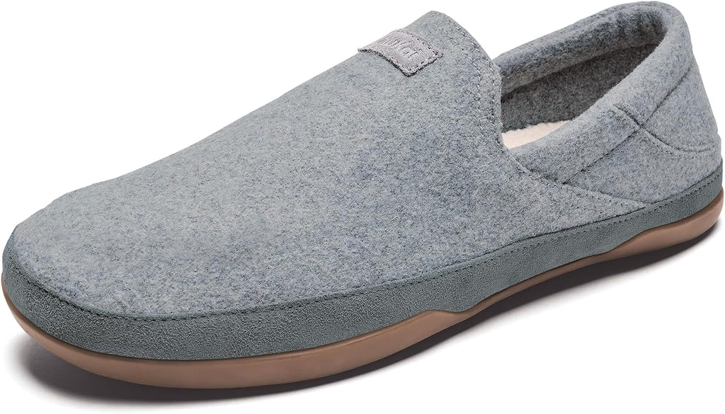 OLUKAI Kalawa Men's Slip-On Shoes, Soft & Comfortable Wool Blend Slippers, Warm & Breathable Fleece Lining, All-Day Comfort & Wear
