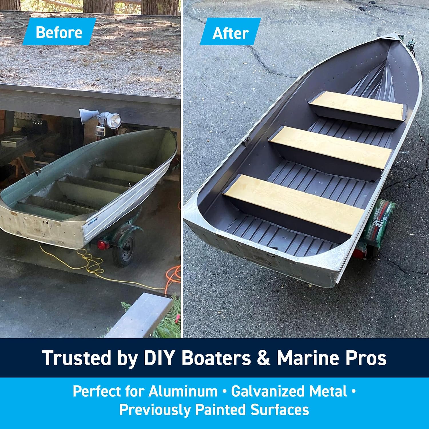 TotalBoat Aluminum Boat Paint | Durable, Fast-Drying Marine Paint for Canoes, Jon Boats, Dinghies, Pontoons, Hunting Blinds, and Trailers | Light Gray, Gallon