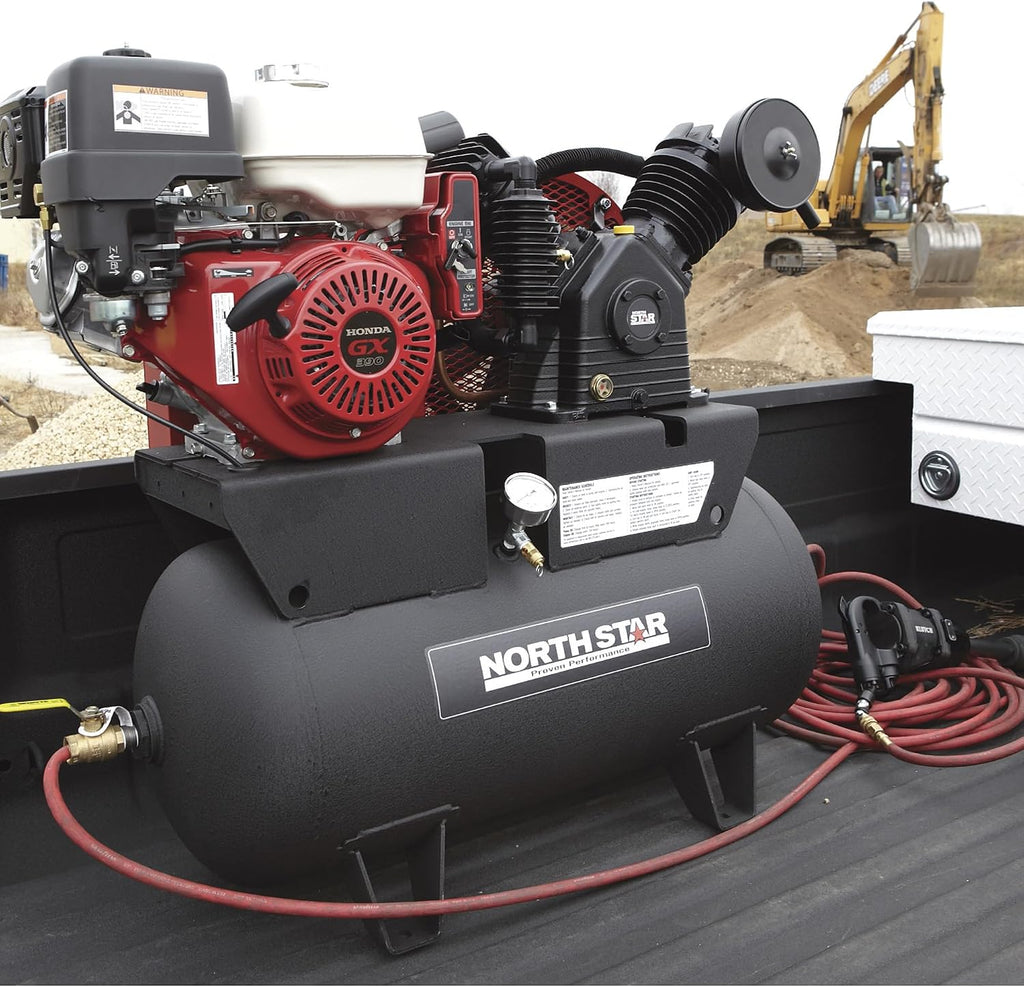 NorthStar Portable Gas Powered Air Compressor - Honda GX390 OHV Engine, 30-Gallon Horizontal Tank, 24.4 CFM at 90 PSI