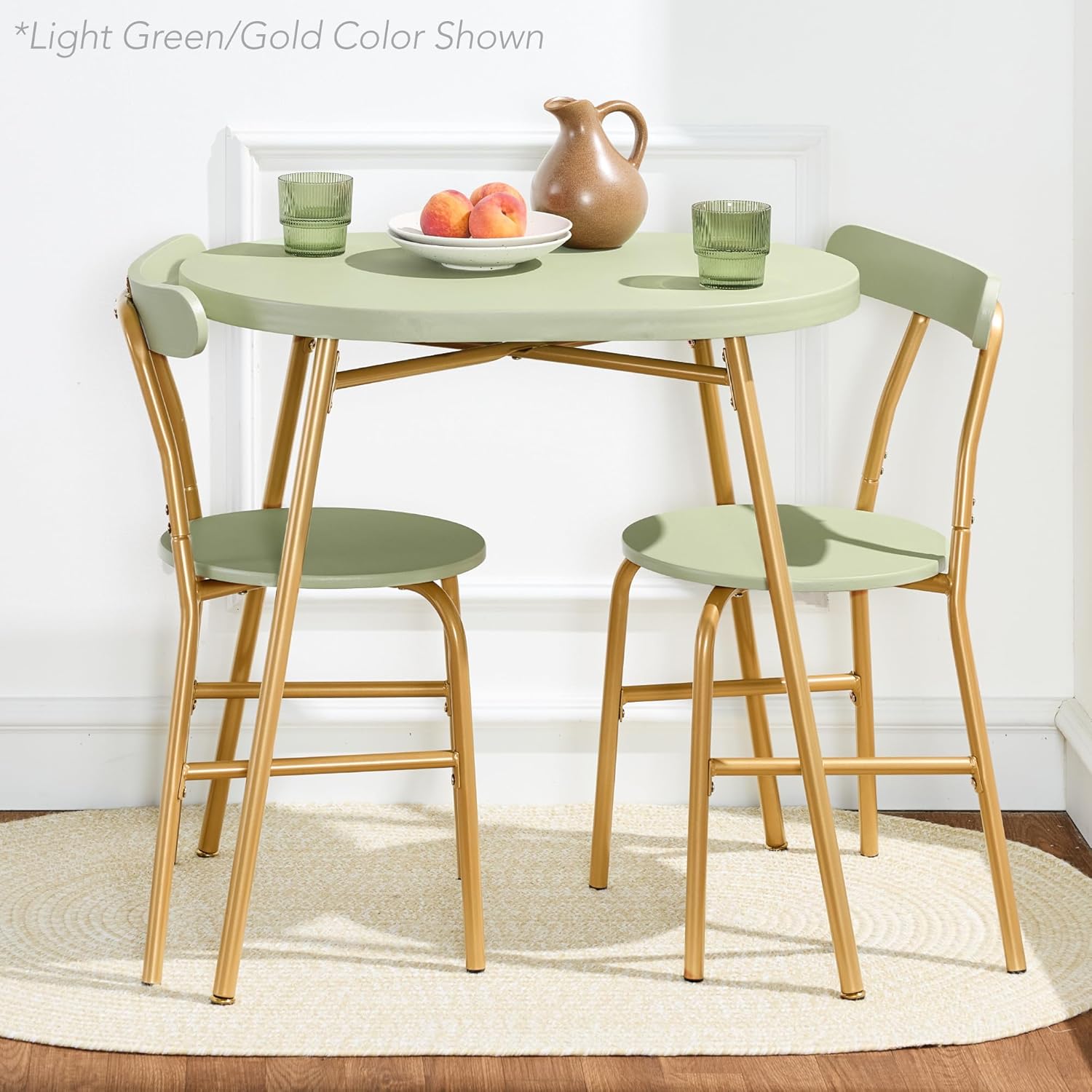 Best Choice Products 3-Piece Oval Dining Table Set,Modern Small Kitchen Dinette w/ 2 Chairs, Metal Frame, Curved Backrests - Pink/Gold