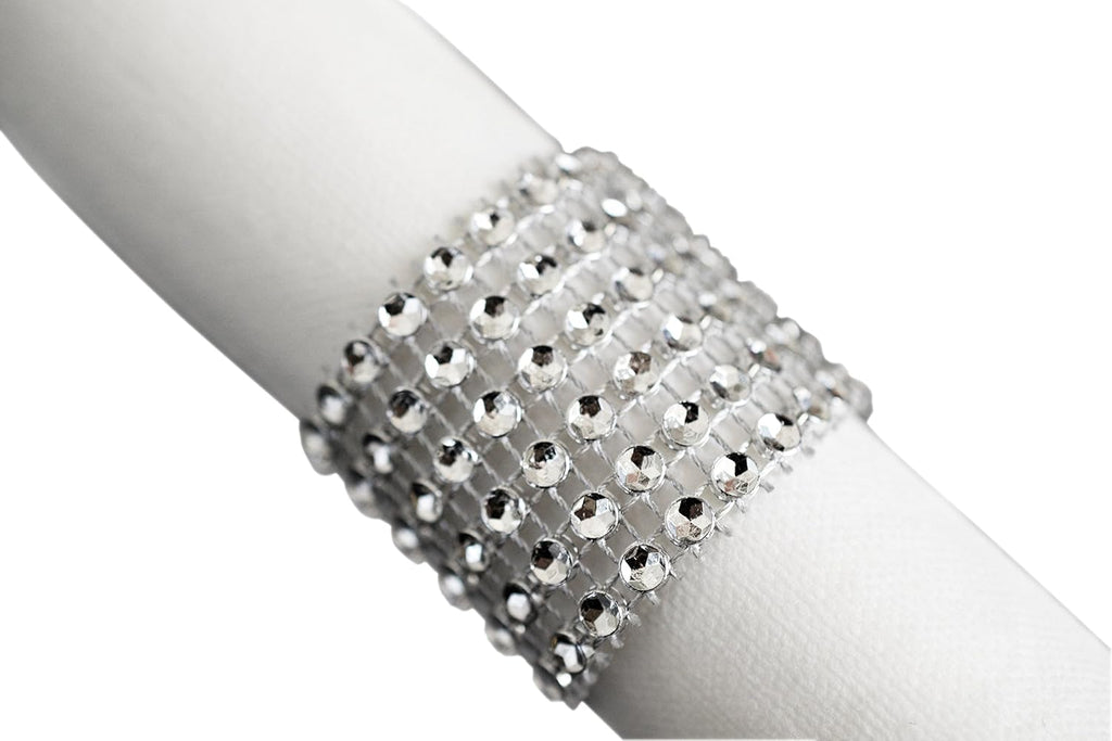 ' OCCASIONS ' COMBO PACK - 240 x Wedding Party Linen Feel White Dinner Paper Napkins + 240 x Silver Napkin Rings
