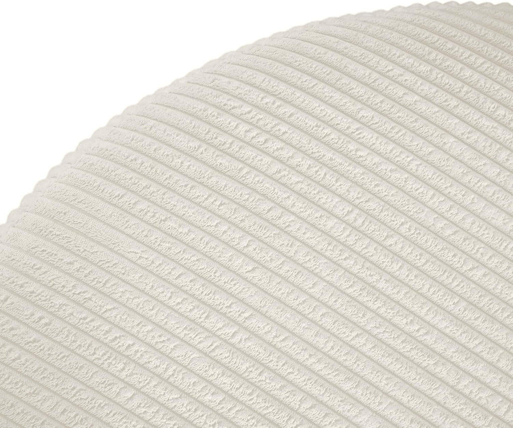 Christopher Knight Home GAVI 30' Ottoman Foot Stool, Corduroy Pouf Footstool Ottoman Seat, Upholstered Foot Chair, Round Footrest, Modern Side Table for Living Room Bedroom Home Decor, Beige