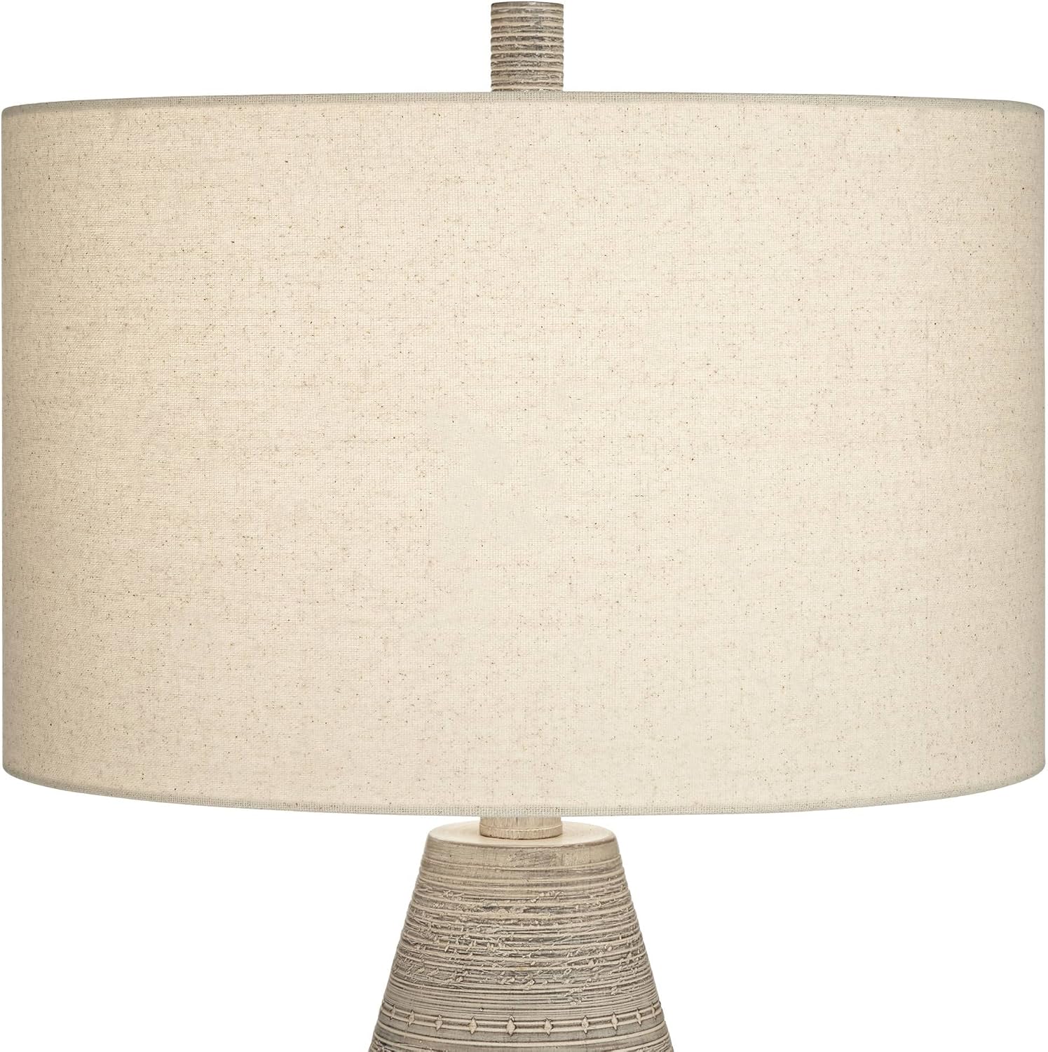 360 Lighting Julio Modern Table Lamp 30' Tall Natural Gray Textured Ceramic Off-White Oatmeal Fabric Drum Shade Decor for Living Room Bedroom House Bedside Nightstand Home Office Family