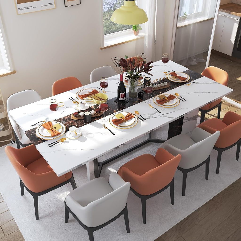 Hlivelood 70Inch Large Dining Table for 4 6 People,Wooden Rectangular Kitchen Table W/Waterproof Tabletop,Large Rectangle Furniture W/Adjustable Legs,White Dinner Table for Kitchen Dining Room(71IN)
