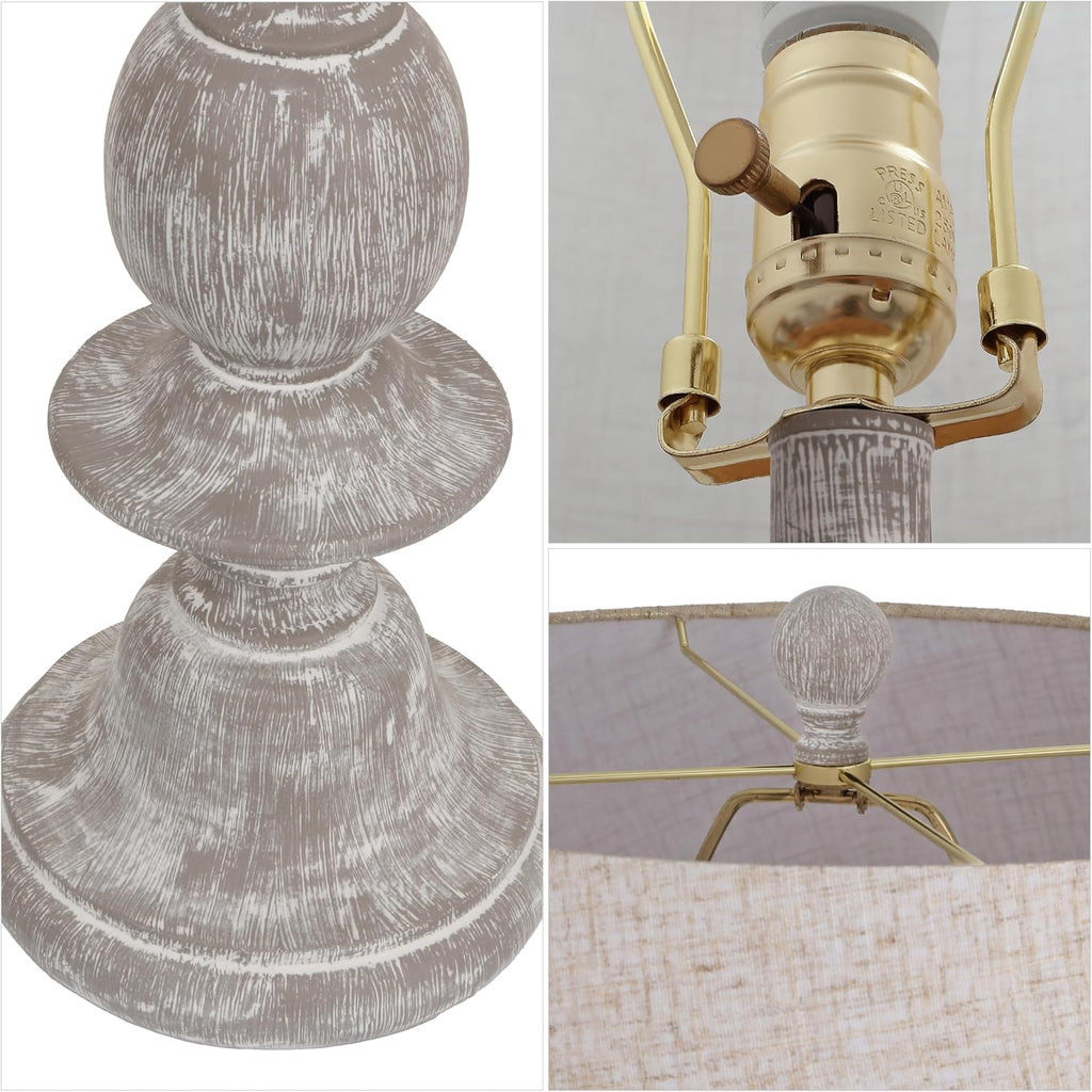 JONATHAN Y 67' Wash Gray Resin Candlestick Floor Lamp Farmhouse Rustic Traditional Standing Lamp for Living Room with Wash Gray Linen Empire Shade LED Bulb Included JYL3000C