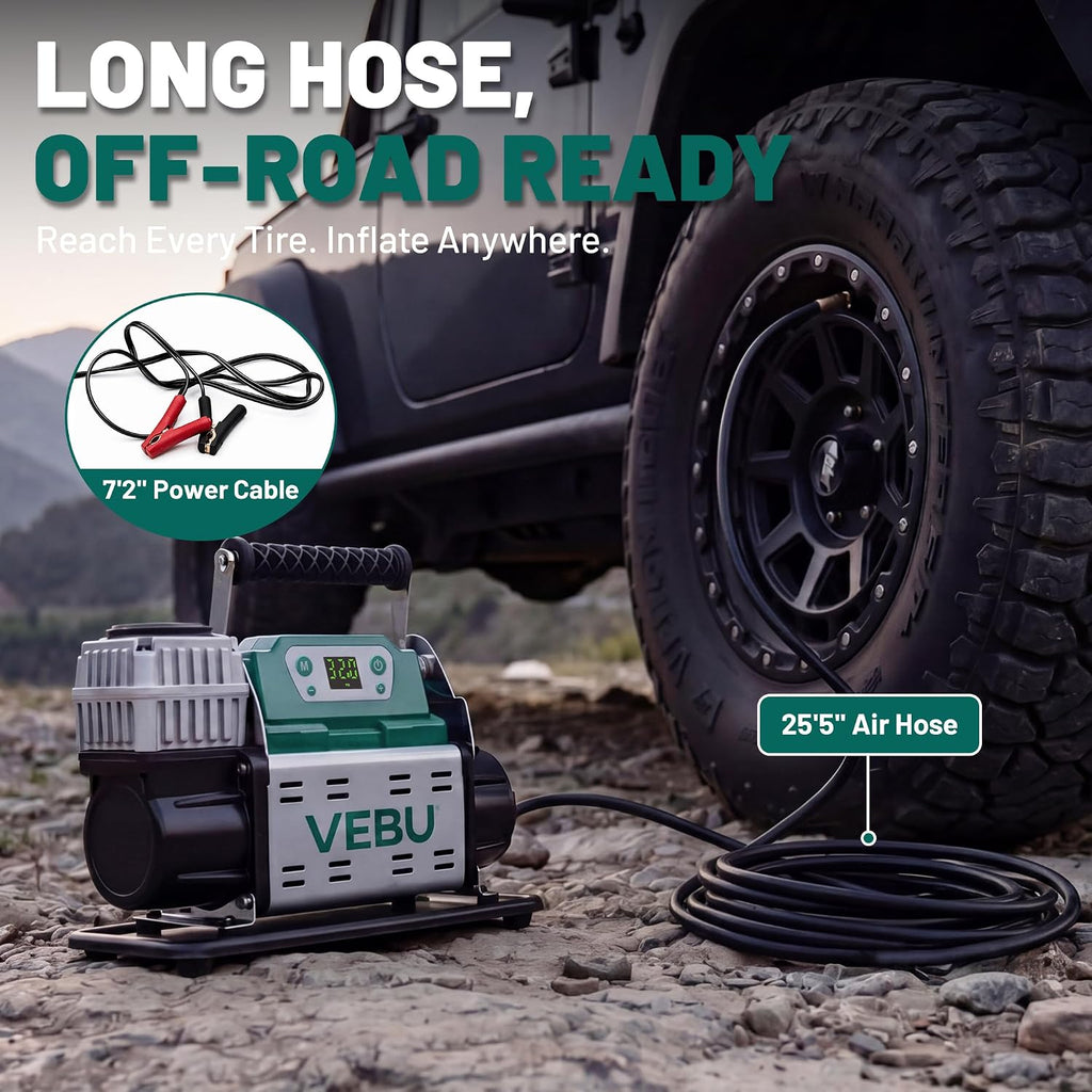 ‌RV Air Compressor 12V Tire Inflator, 150PSI with Auto Shut-off, Digital Display & Preset, 5.65CFM Fast Inflation for Off-road Vehicles, Trucks, SUVs, RVs, ATVs, Corded Electric
