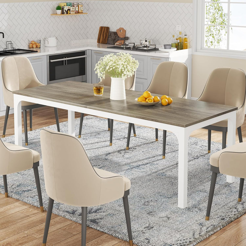 Tribesigns Dining Table for 8, 78-Inch Large Narrow Long Rectangular Kitchen Dinner Table, 8 Seat Rustic Wood Dining Table for Dining Room