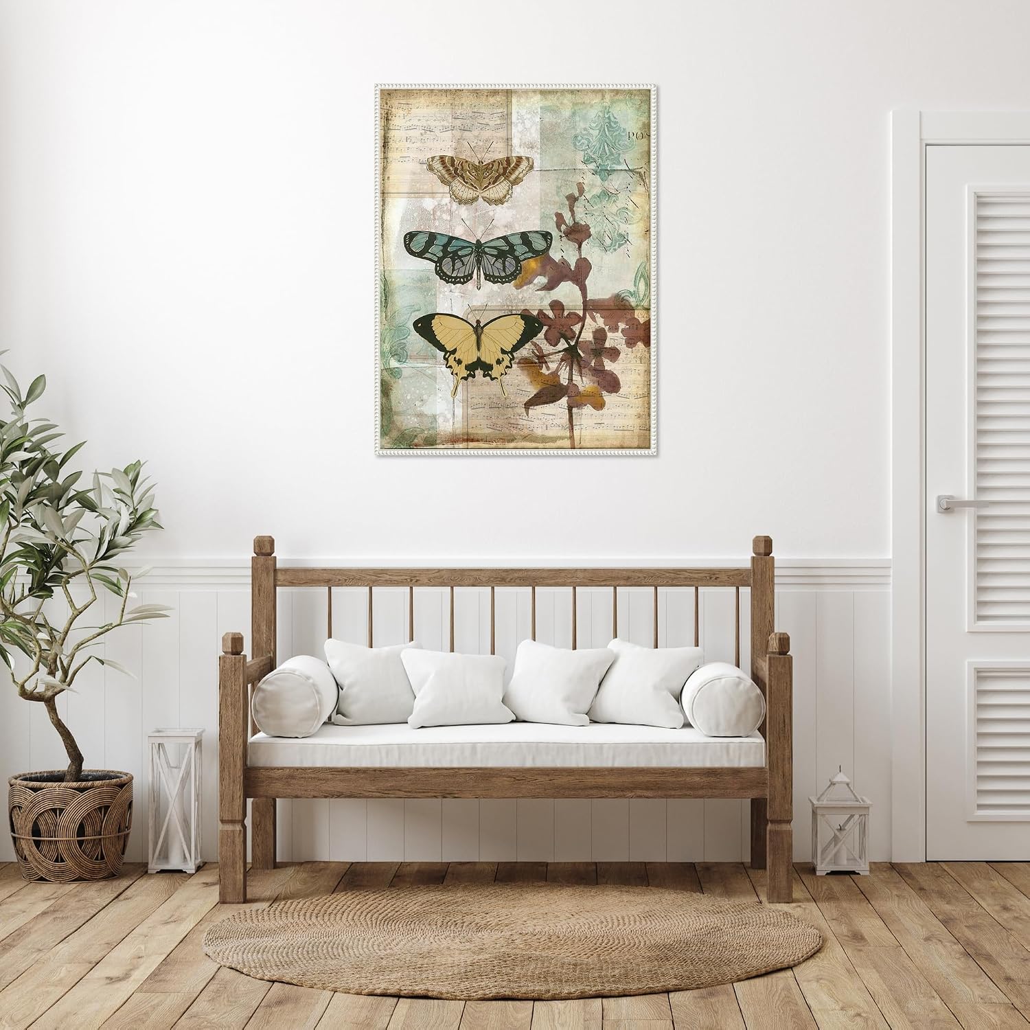 Amanti Art Framed Canvas Wall Art 42x32 Music Box Butterflies I by Jennifer Goldberger, Framed Wall Art Canvas, Animals Artwork, Traditional Decor, Oversize Poster Painting for Living Room, Bedroom,