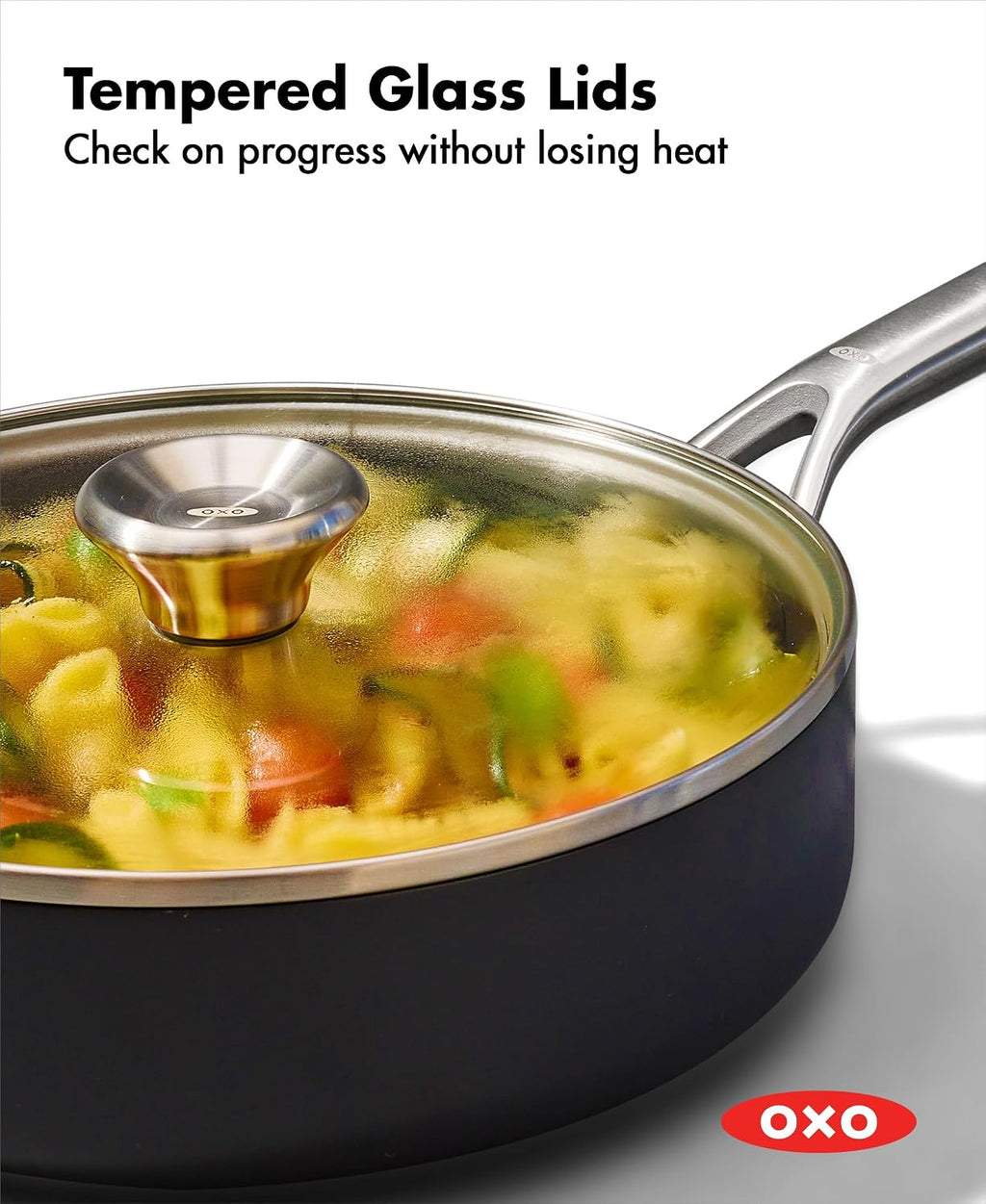 OXO Professional 5 Piece Cookware Pots and Pans Set, Hard Anodized Ceramic Nonstick PFAS-Free, Stainless Steel Handles, Induction Suitable, Diamond Reinforced Coating, Dishwasher and Oven Safe, Black