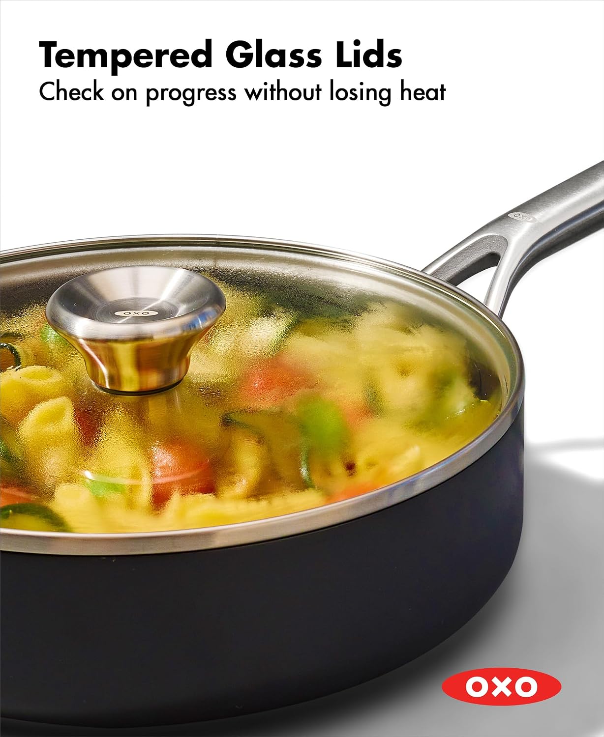 OXO Professional 5 Piece Cookware Pots and Pans Set, Hard Anodized Ceramic Nonstick PFAS-Free, Stainless Steel Handles, Induction Suitable, Diamond Reinforced Coating, Dishwasher and Oven Safe, Black