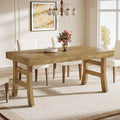 Tribesigns 63-Inch Dining Table for 4-6 People, Farmhouse Rectangular Large Kitchen Dinner Eating Table with Sturdy Legs for Home Kitchen, Dining Room, Light Brown