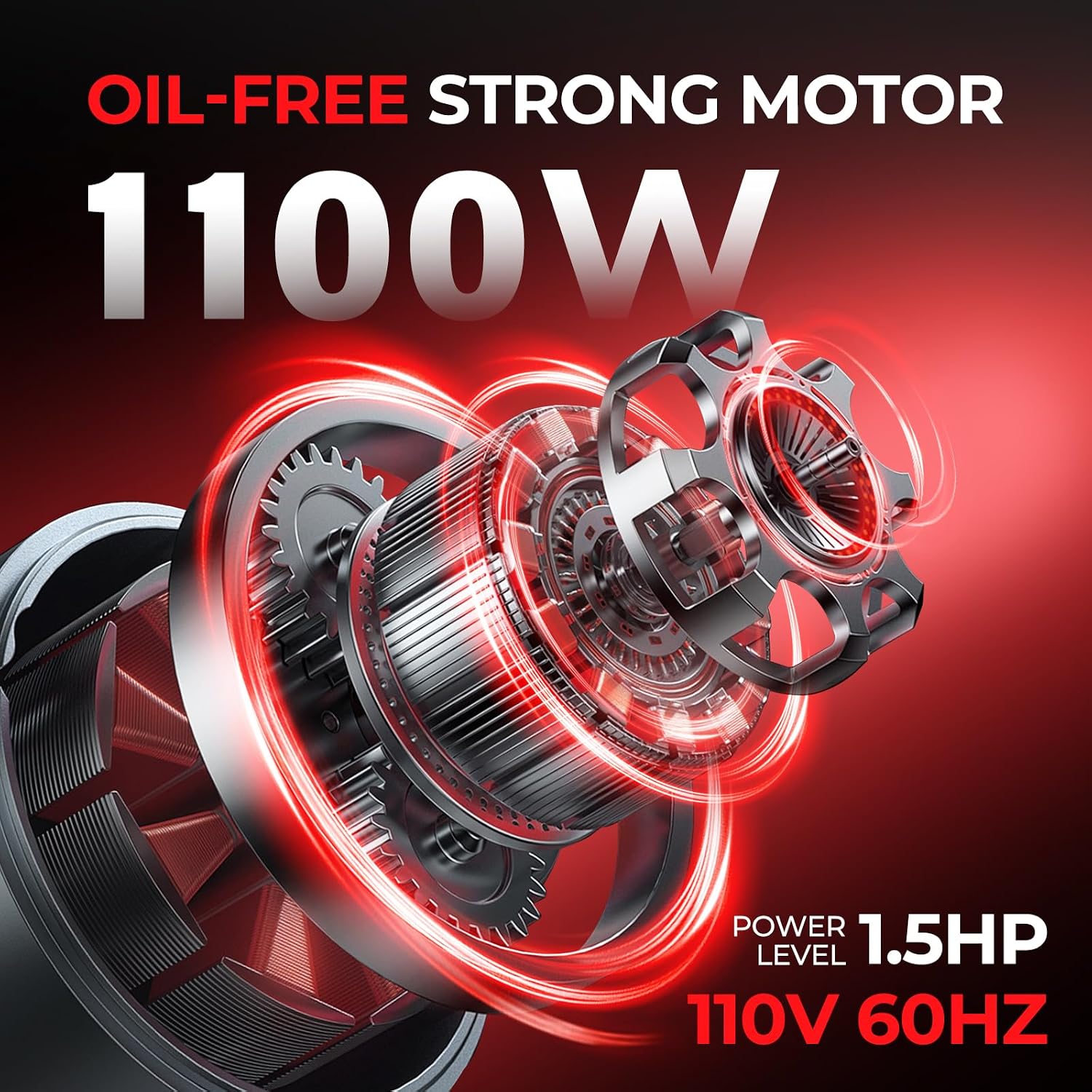 8 Gallon Ultra Quiet Air Compressor with Two Quick Couplers, 1.5HP MAX 115PSI Oil-Free Air Compressor Steel Tanks, 70dB Air Compressor with Wheels for Spray Painting, Auto Repair, Woodwork Nailing