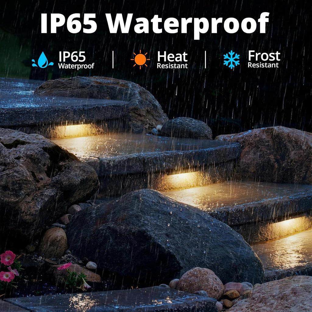 GKOLED 20Pack 6.8 Inches Hardscape Lights, Low Voltage Retaining Wall Lighting with Frosted Lens, 12V AC/DC Paver Light with 1.5W 2700K LED Chips, Outdoor Landscape Step Lights, Die-cast Aluminum