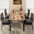 IDEALHOUSE Dining Table Set for 4, Kitchen Table Set of 4 with Upholstered Cushion Chairs, Dining Room Table Set with Kitchen Chairs, Easy to Assemble, Suitable for Apartment - (Rustic Walnut)