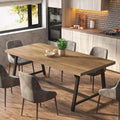 Tribesigns Dining Table for 8 People, 70.87-inch Rectangular Wood Kitchen Table with Strong Metal Frame, Vintage Large Long Dining Room Table for Big Family (Yellow Brown)