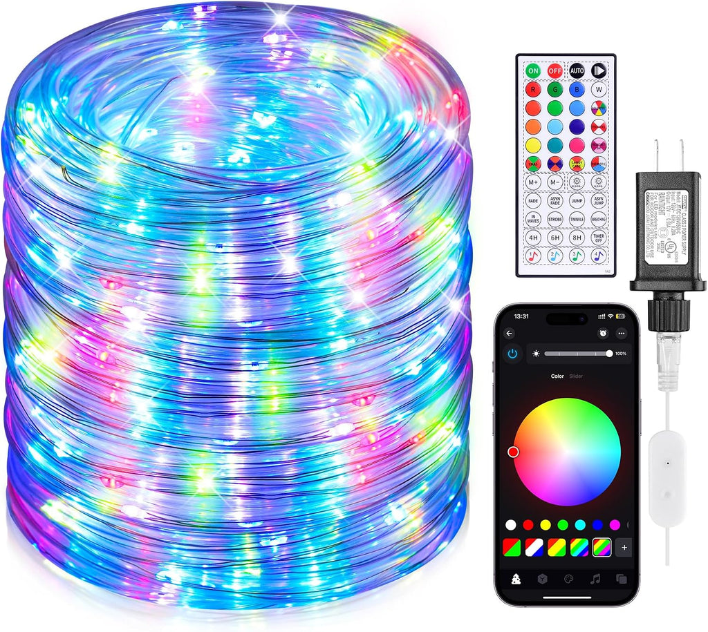 200FT Rope Lights for Outside, 610 LED String Light Outdoor Waterproof Plug in with Remote & APP Control, 16 Million Colors Changing Music Sync Fairy Lighting for Bedroom Indoor Christmas