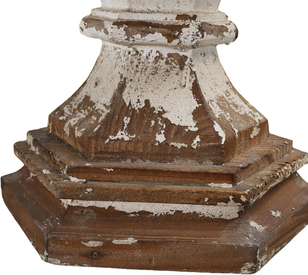 Vintage Table Lamp with Black Distressed Shade, 28' Tall Classic Pedestal Base, Rustic Farmhouse Bedside or Entryway Lighting Fixture