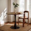 31.5' Tulip Table for 2-4 Persons Modern Round Dining Room Table, Mid-Century Modern Walnut Small Kitchen Table with MDF Wooden Top, Leisure Coffee Table for Living Room, Dining Room, Office