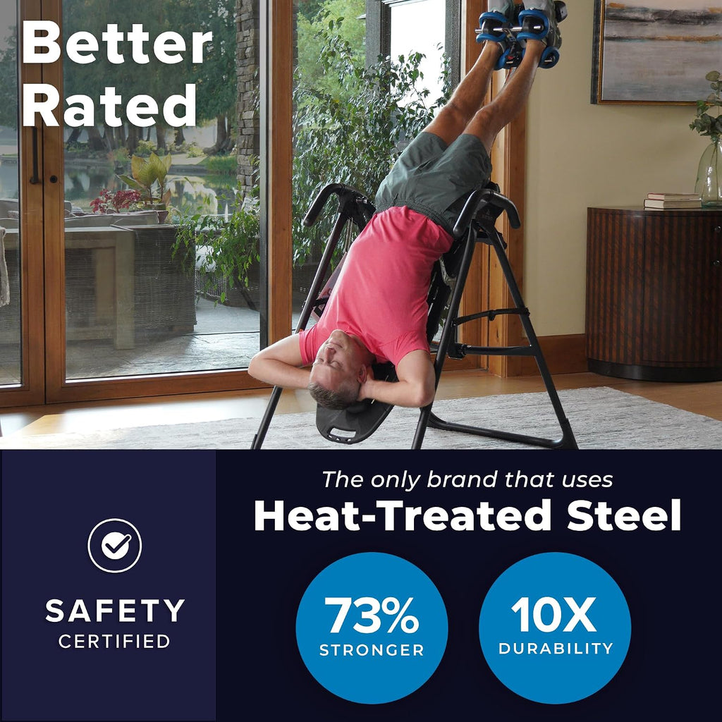 TEETER EP-560 Inversion Table w/Accessories for Back Pain Relief – FDA-Registered, UL Safety Certified, 300 lb Capacity, Designed & Patented in USA