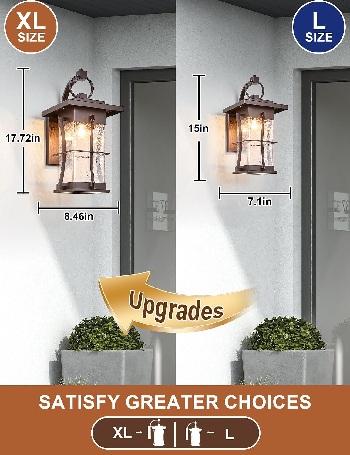 18' H Extra Large Porch Sconce Oil Rubbed Bronze Large Exterior Wall Lantern Deep Brown Outside House Lamps Waterproof Mission Outdoor Lighting with Seeded Glass for Villa Garage Coach Light