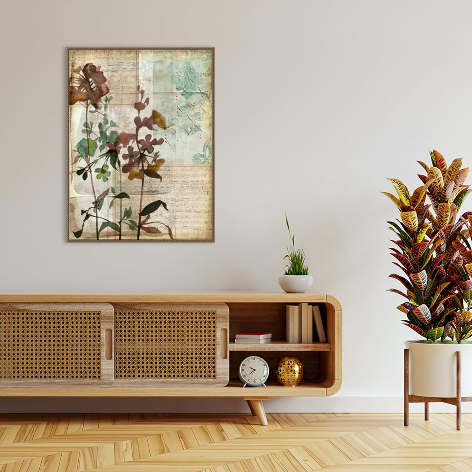 Amanti Art Framed Canvas Wall Art 42x32 Music Box Floral I by Jennifer Goldberger, Framed Wall Art Canvas, Flowers Artwork, Traditional Decor, Oversize Poster Painting for Living Room, Bedroom,