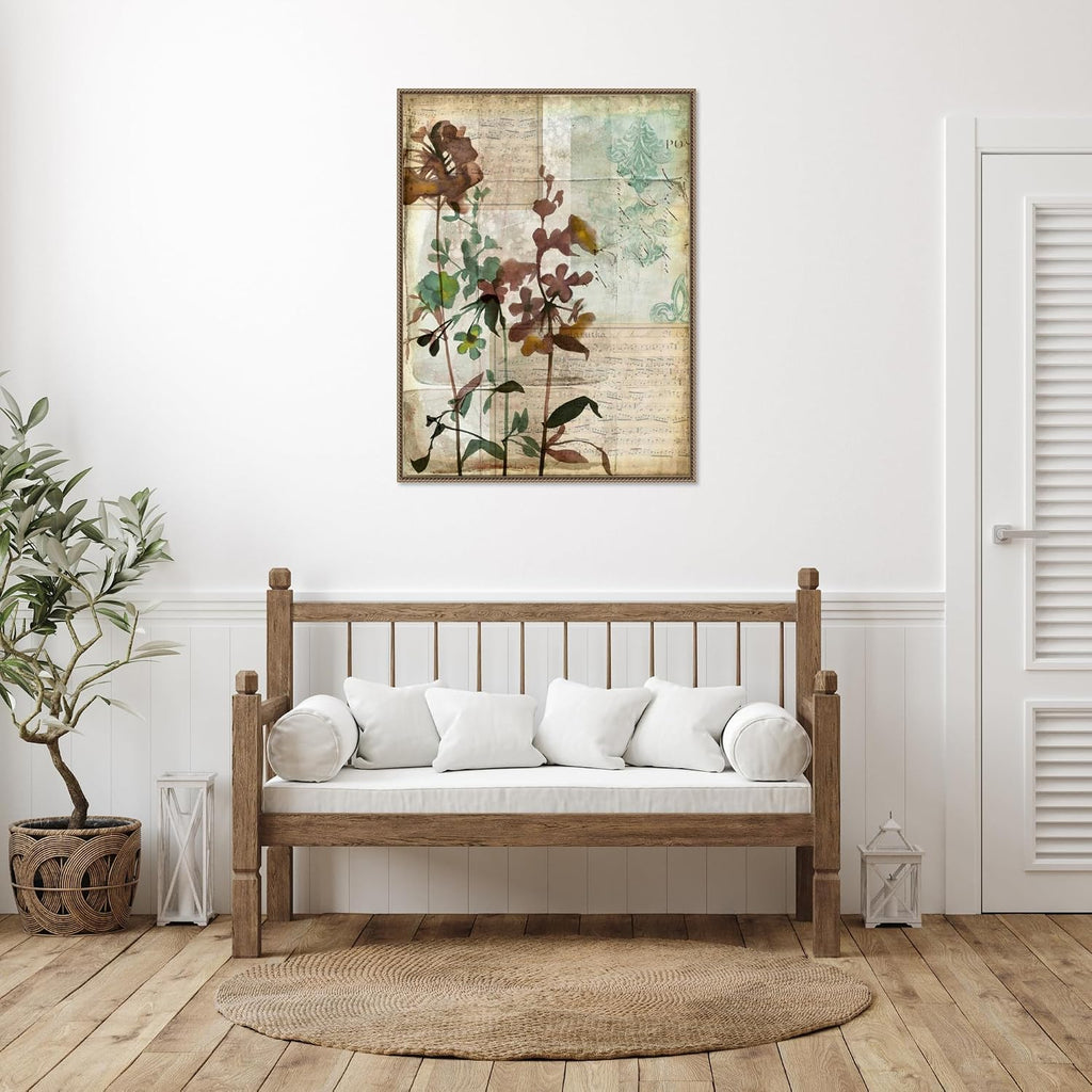 Amanti Art Framed Canvas Wall Art 42x32 Music Box Floral I by Jennifer Goldberger, Framed Wall Art Canvas, Flowers Artwork, Traditional Decor, Oversize Poster Painting for Living Room, Bedroom,