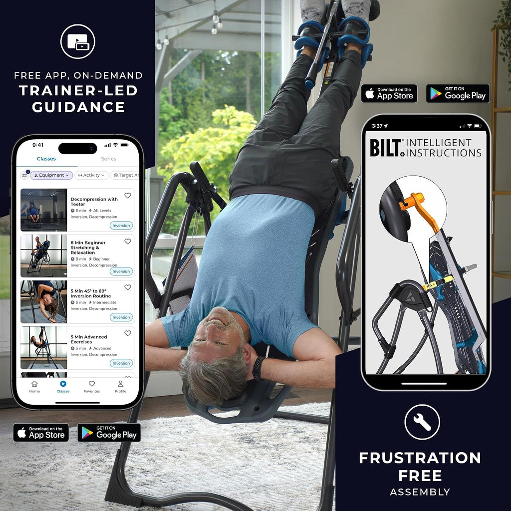 Teeter FitSpine X3 Inversion Table w/ Accessories for Back Pain Relief, Deluxe Easy-Reach Ankle Lock, FDA Registered, UL Safety Certified, 300 lb Capacity, Designed & Patented in USA