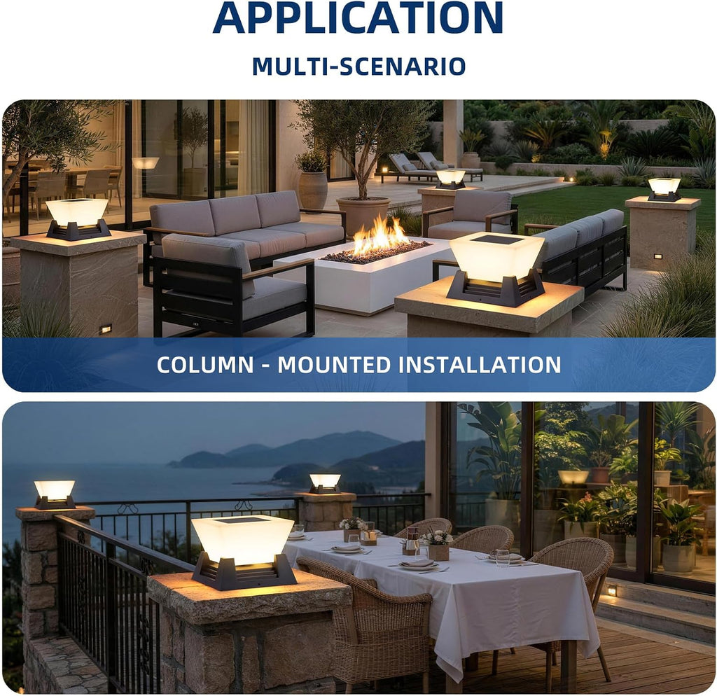 Outdoor Post Lights, 11' Hard Wired Pillar Light, IP54 Waterproof Column Lamp E26 LED Bulb Modern Fence Deck Lantern 3000K Outside Landscape Lighting for Patio Garden Backyard Gate Decoration