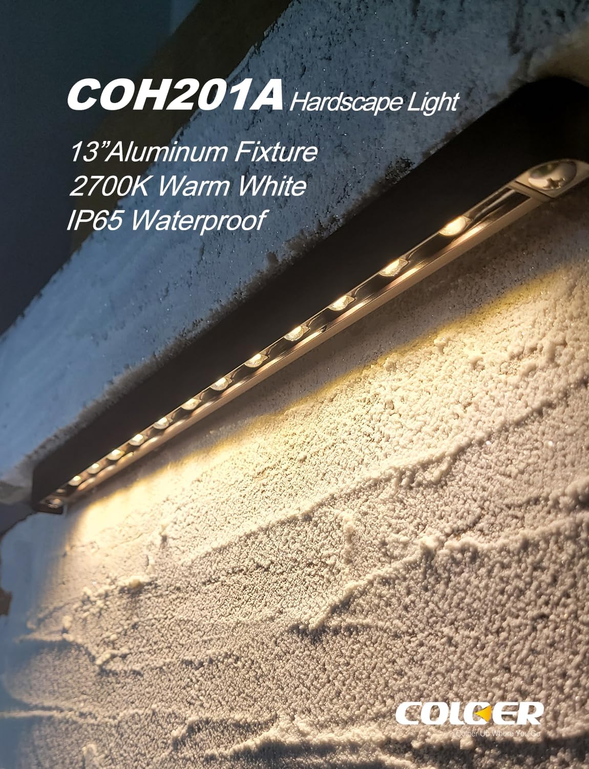 COLOER 13 Inch Aluminum LED Hardscape Lighting, Step Lights Outdoor, 12V AC/DC, 2.5W Walkway Light with Wired, IP65 Waterproof Landscape Lights, 2700K Warm White(10-Pack, 201A)