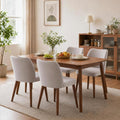 GarveeHome Linen Dining Chairs Set of 4 Upholstered Fabric Dining Chair with Wood Legs, Wing Backrest, Wooden Kitchen Chairs with Thick Cushions, Leveling Feet for Dining Room, Living Room, Light Grey