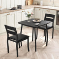 Garvee 3 Piece Dining Table Set for 2, Small Kitchen Table with Metal Frame & Wood Tabletop, Includes 2 Upholstered Chairs, for Apartment, Home Kitchen, Black