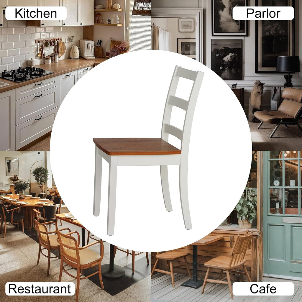 Comfy to go Wooden Dining Room Chairs Set of 4, Mid-Century Modern Farmhouse Kitchen Chair, Cutout High Back Side Chairs, Armless Decorative Chair for Living Room Bedroom Dining Room, White