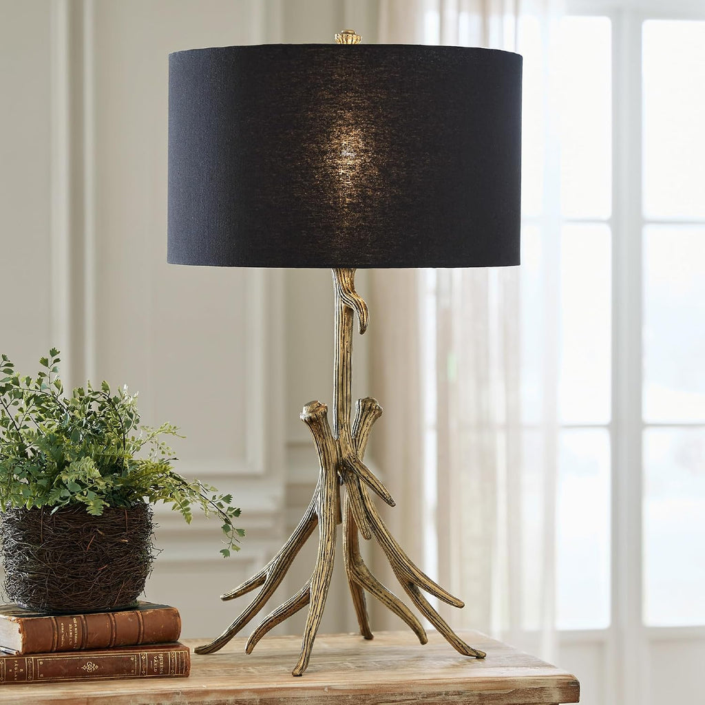 Signature Design by Ashley Josney Rustic Cast Aluminum Root Table Lamp with 3-Way Switch, Metallic & White