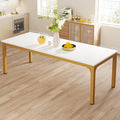 Tribesigns Dining Table for 6-8 Person, 78 inch Long Rectangular Kitchen Dining Table for Living Room and Dining Room, 78.7 x 27.5 x 29.5 Inches(Only Table) (White + Gold)