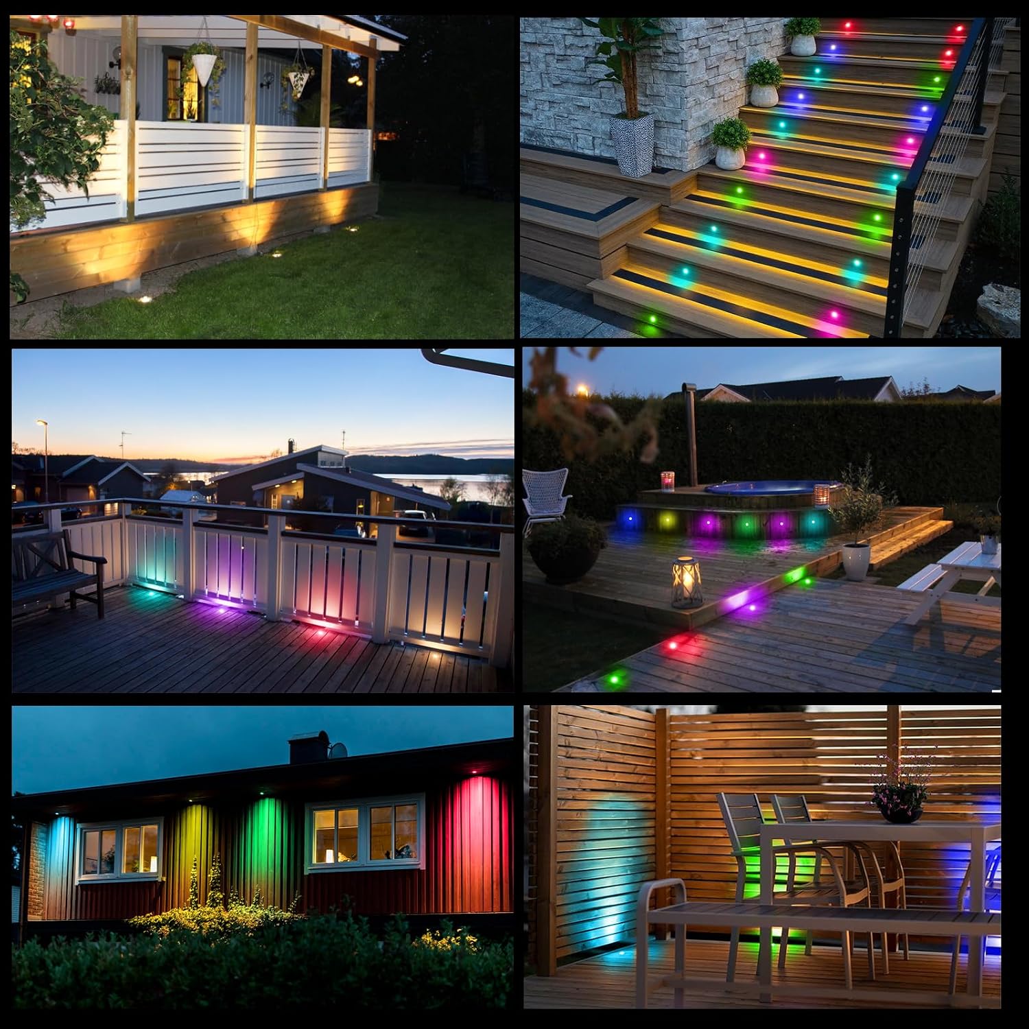 FVTLED Recessed LED Deck Lights Kit, Φ1.77 Low Voltage WiFi Pixel RGBW+IC Deck Lighting Work with Alexa/Google Home, IP67 Waterproof Outdoor Step Lights DC12V for Garden,Steps,Stair(20 Pack, Black)