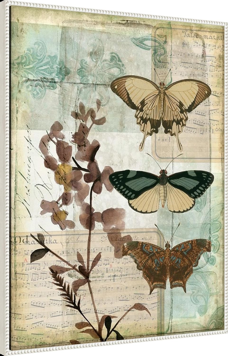 Amanti Art Framed Canvas Wall Art 42x32 Music Box Butterflies II by Jennifer Goldberger, Framed Wall Art Canvas, Animals Artwork, Traditional Decor, Oversize Poster Painting for Living Room, Bedroom,