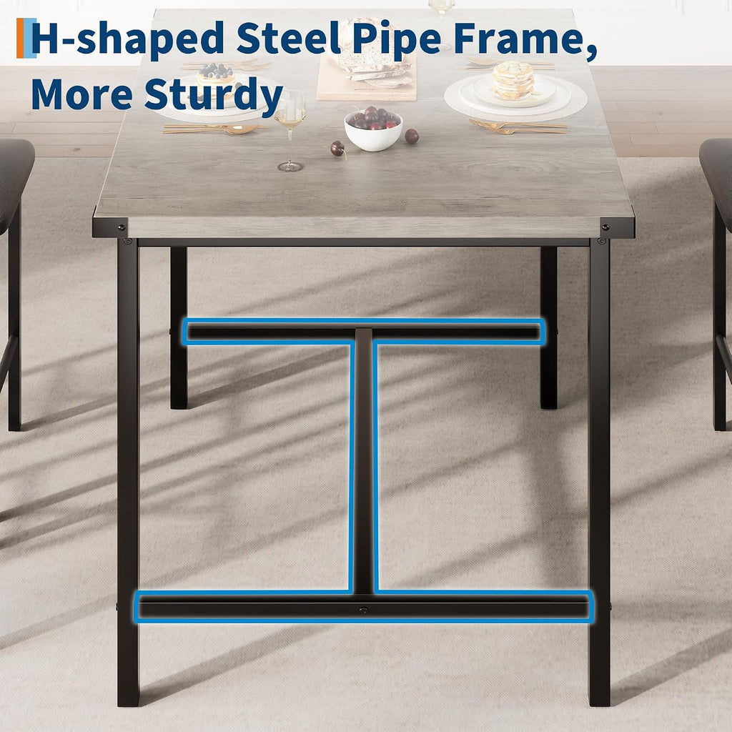 GarveeHome Dining Table Set for 2 w/Corner Protecto, Dining Room Table Set with Footrest & Backrest, Counter Height Table with 2 Upholstered Bar Stools, for Apartment, Pub, Rustic Gray