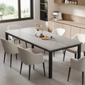 GarveeHome 78.7 in Industrial Dining Table for 6, Wooden Long Dinner Table with Mortise Tenon Design, Kitchen Table with Sturdy Metal Legs, for Dining Room Home Office Living Room, Grey
