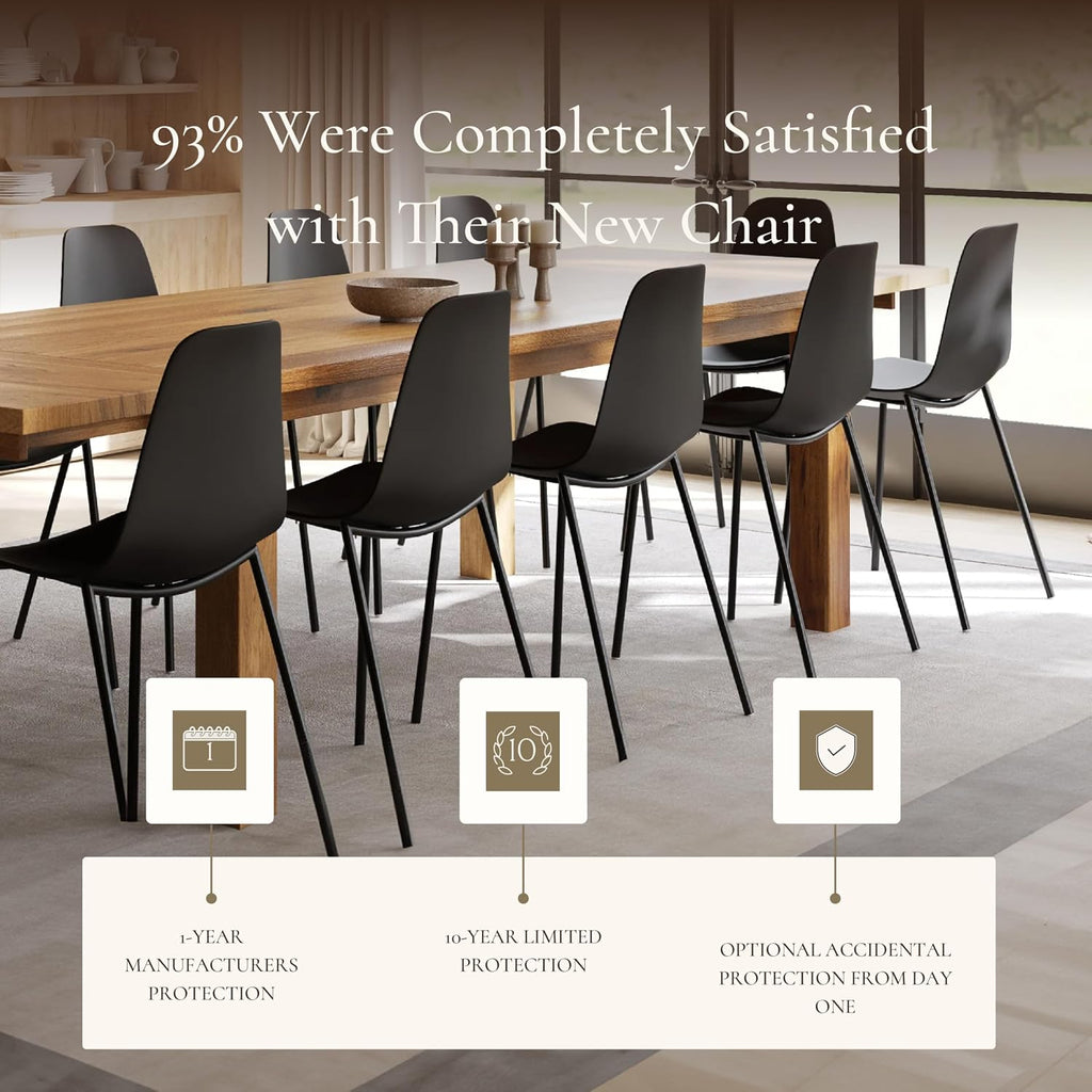 Poly & BARK Isla Modern Kitchen Chairs Set of 4 - Plastic Dining Chair with Metal Legs - Quick Assembly Simple Cafe Chairs Plastic for Indoor or Outdoor - Ebony Black