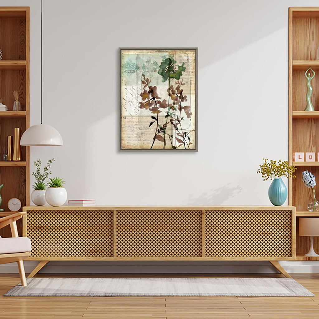 Amanti Art Framed Canvas Wall Art 30x23 Music Box Floral II by Jennifer Goldberger, Framed Wall Art Canvas, Flowers Artwork, Country Rustic Decor, Large Poster Painting for Living Room, Bedroom,
