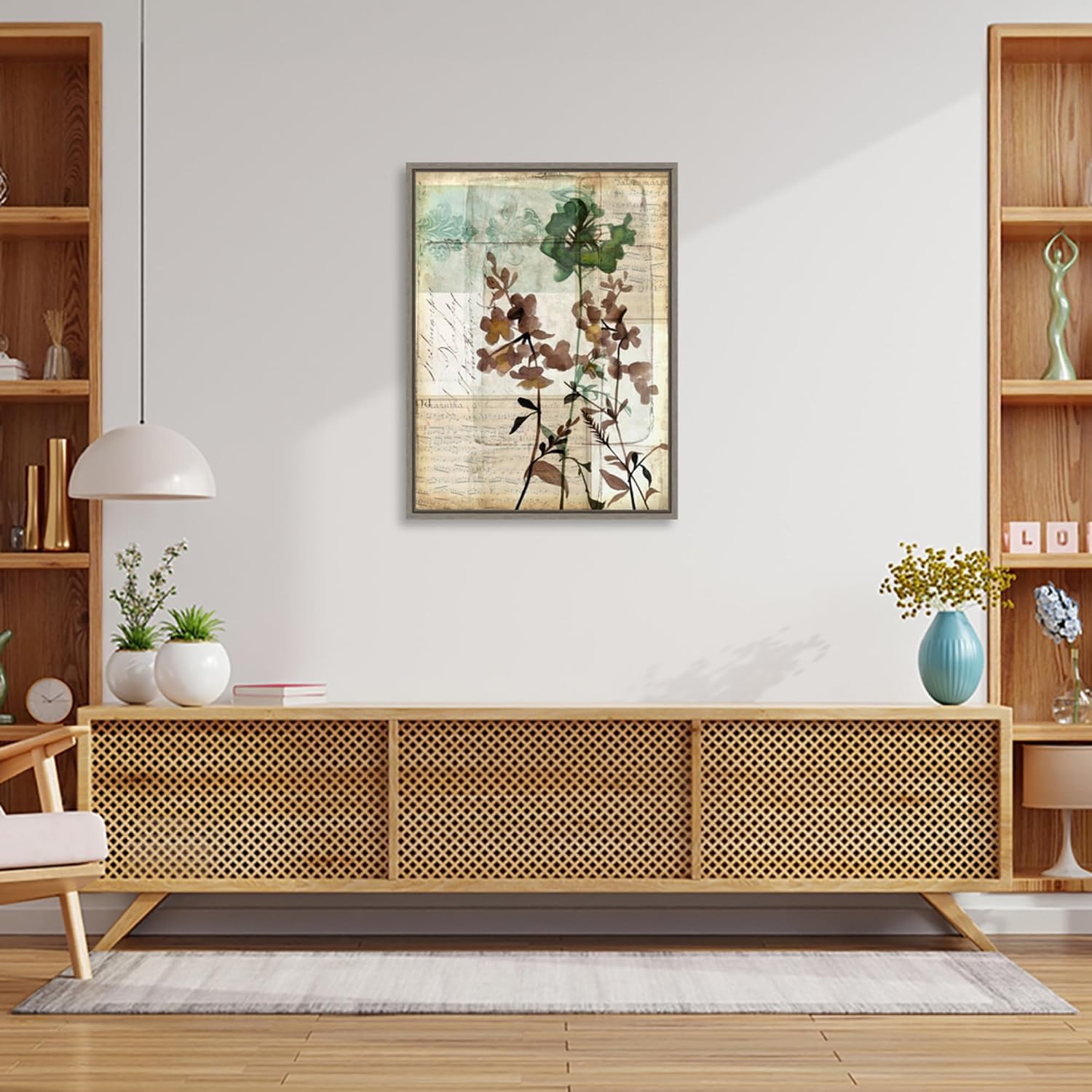Amanti Art Framed Canvas Wall Art 30x23 Music Box Floral II by Jennifer Goldberger, Framed Wall Art Canvas, Flowers Artwork, Country Rustic Decor, Large Poster Painting for Living Room, Bedroom,