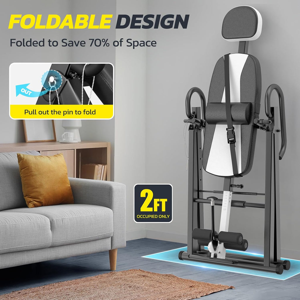 YOLEO Gravity Inversion Table for Back Pain Relief 2026 New Inversion Table w/Lumbar Support Easy to Assemble Back Stretcher Machine 300 lbs